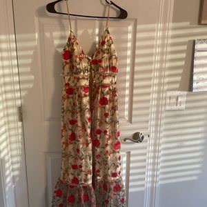 Meshed Sleeveless Floral Dress